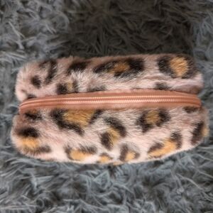 Leopard Print Faux Fur Pouch